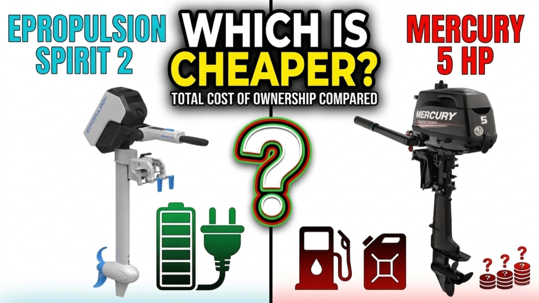 ePropulsion Spirit 2 VS Mercury 5HP: Which outboard is cheaper over time?